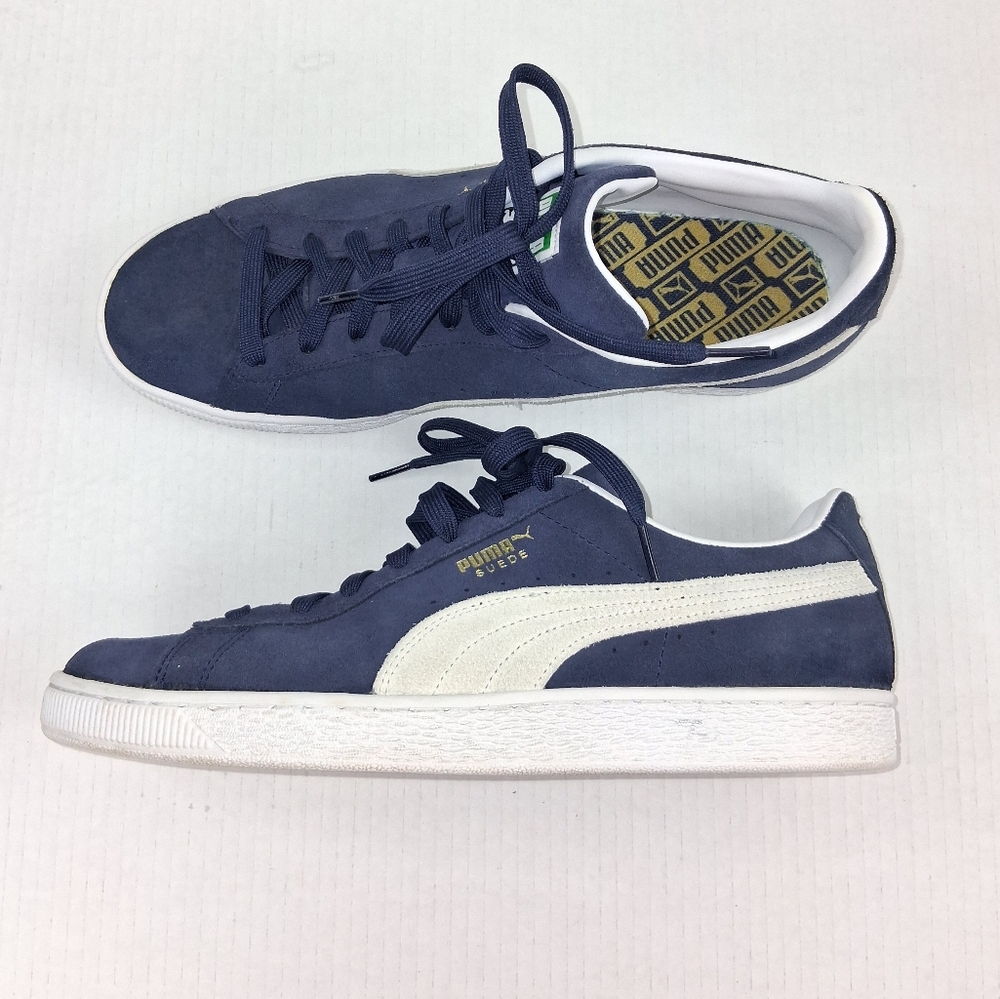 Puma Navy Blue Suede Classic 21 Lace Up Sneakers